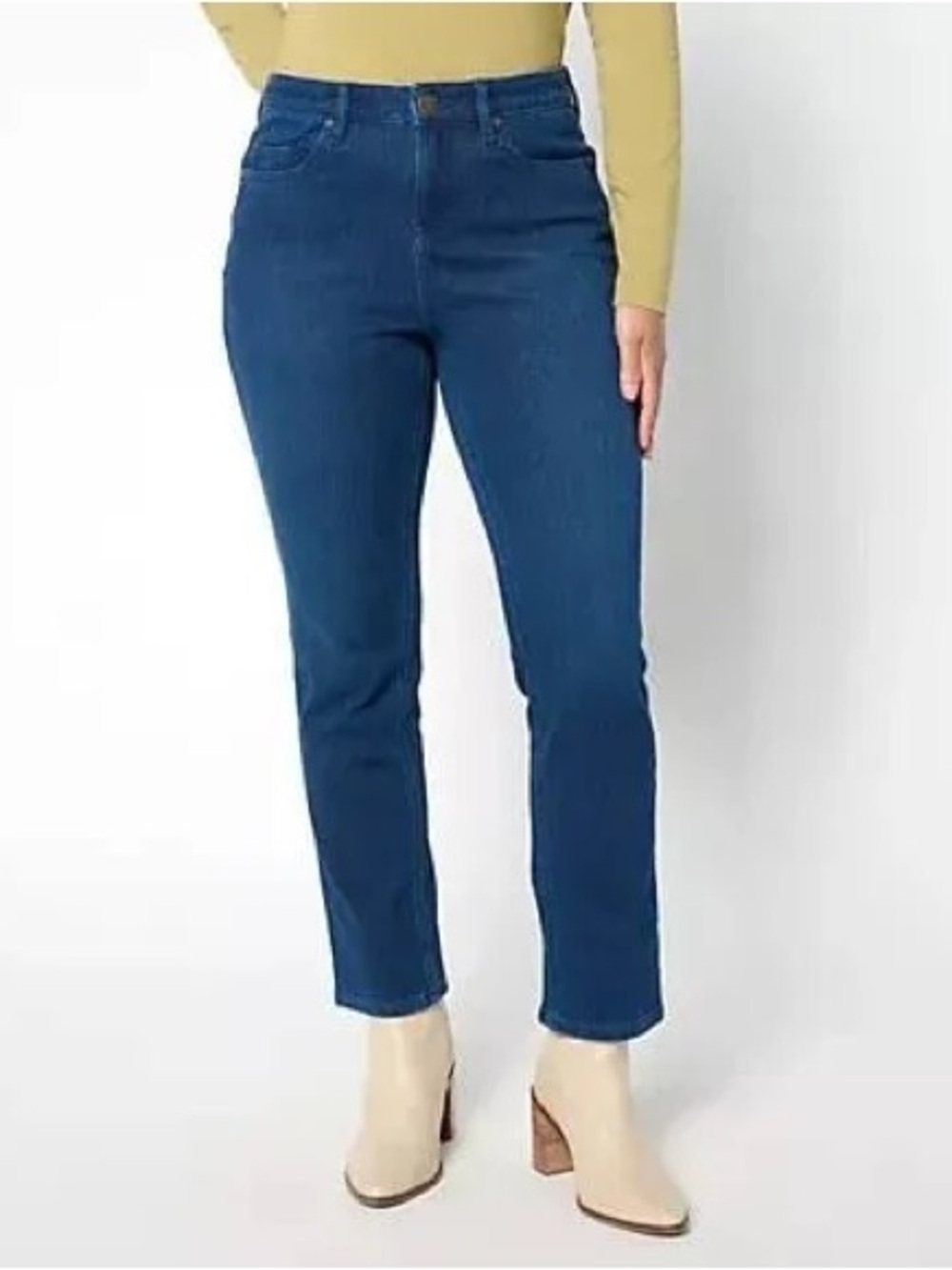 Belle by Kim Gravel Classic Straight Leg Jeans in Indigo Blue